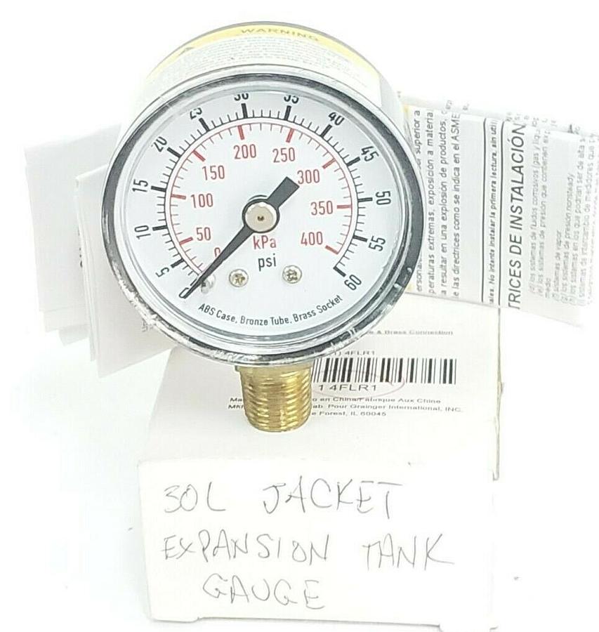LOT OF 2 NEW GENERIC 4FLR1 PRESSURE GAUGES SIZE: 1-1/2'' PSI: 0-60