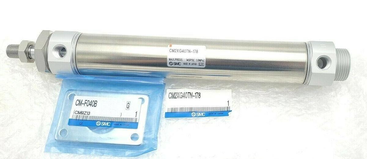 Used NEW SMC CM2XG40TN-178 MICROSPEED CYLINDER W/ CM-F040B CM9Z13 FLANGE BRACKETS