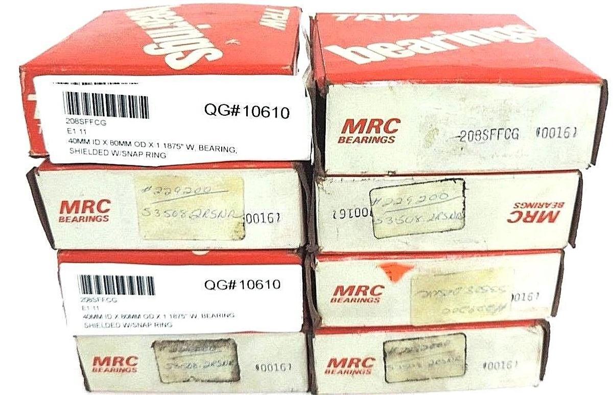 Used LOT OF 8 NIB MRC 208SFFCG BALL BEARINGS W/SNAP RING 40X80MM 1-3/16IN