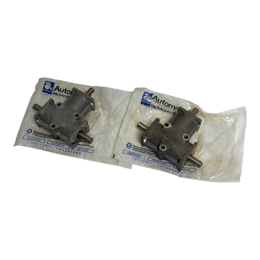 Lot of 2 Automated Packaging Systems 2-001077 3-Way Mitered Gearbox 2:1 Autobag