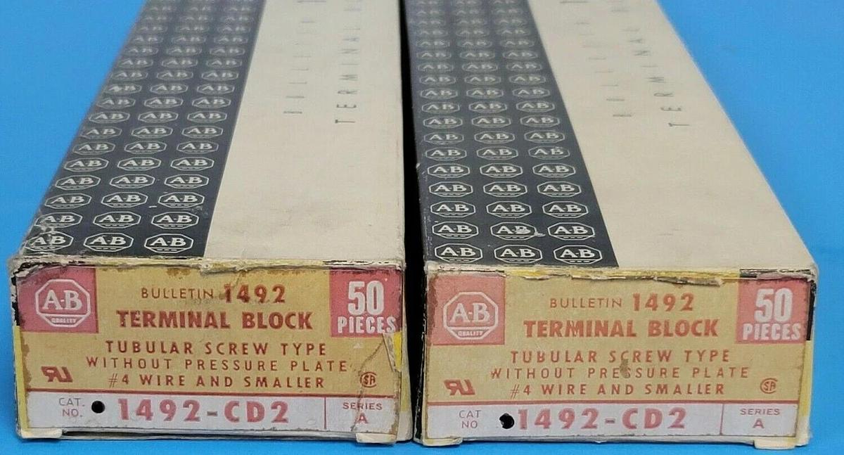 Used LOT OF 100 NEW ALLEN BRADLEY 1492-CD2 TERMINAL BLOCKS SER. A
