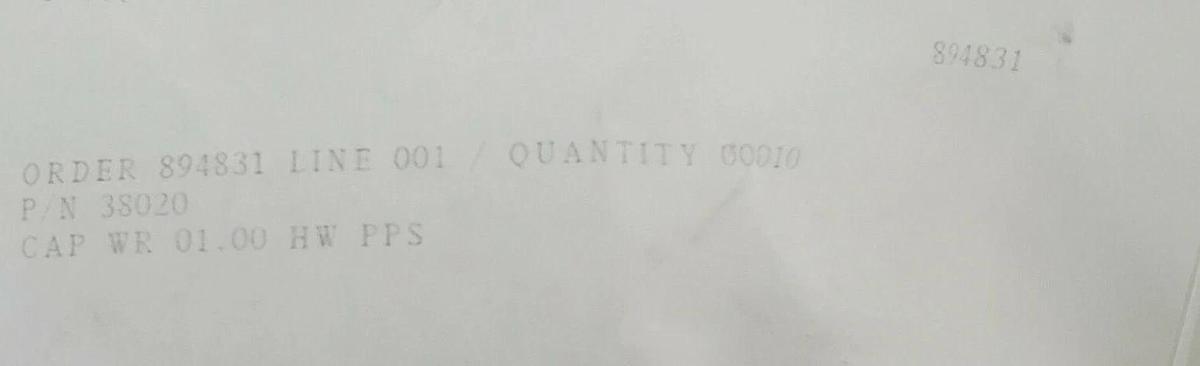 LOT OF 9 NEW GENERIC 38020 CAPS WR 01.00 / HW PPS 894831 190335