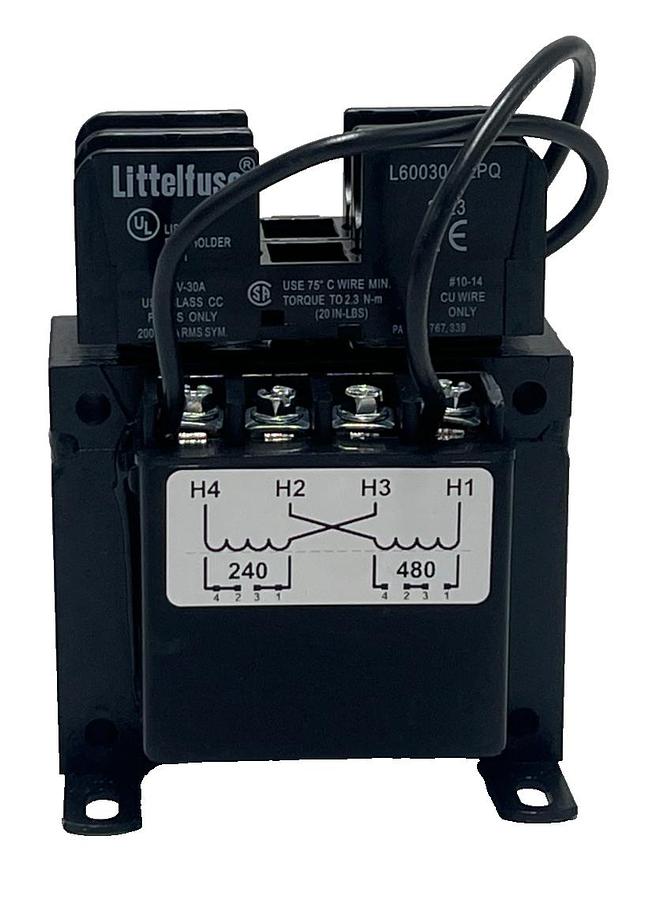 Used Dayton 31EG99 100 VA Control Transformer 240/480 V - 120 V Foot Mount, NSMP