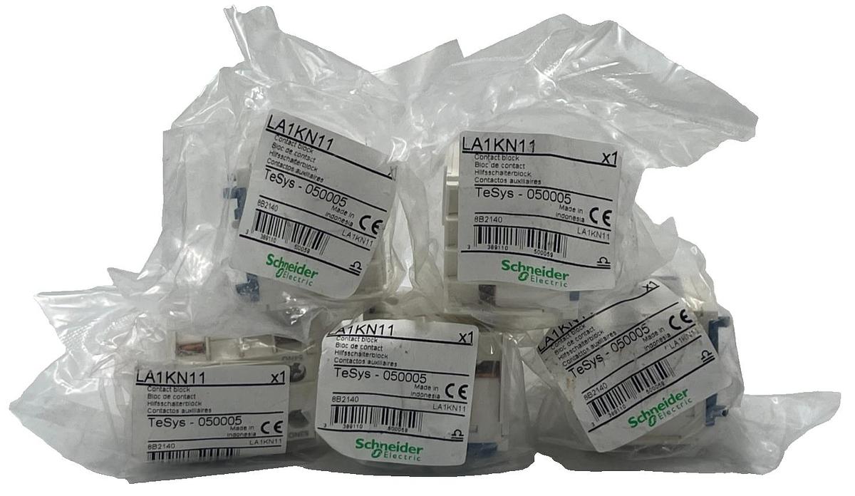 Used LOT OF 5 Schneider LA1KN11 Auxiliary Contact Block 1NO 1NC TeSys K Contactor