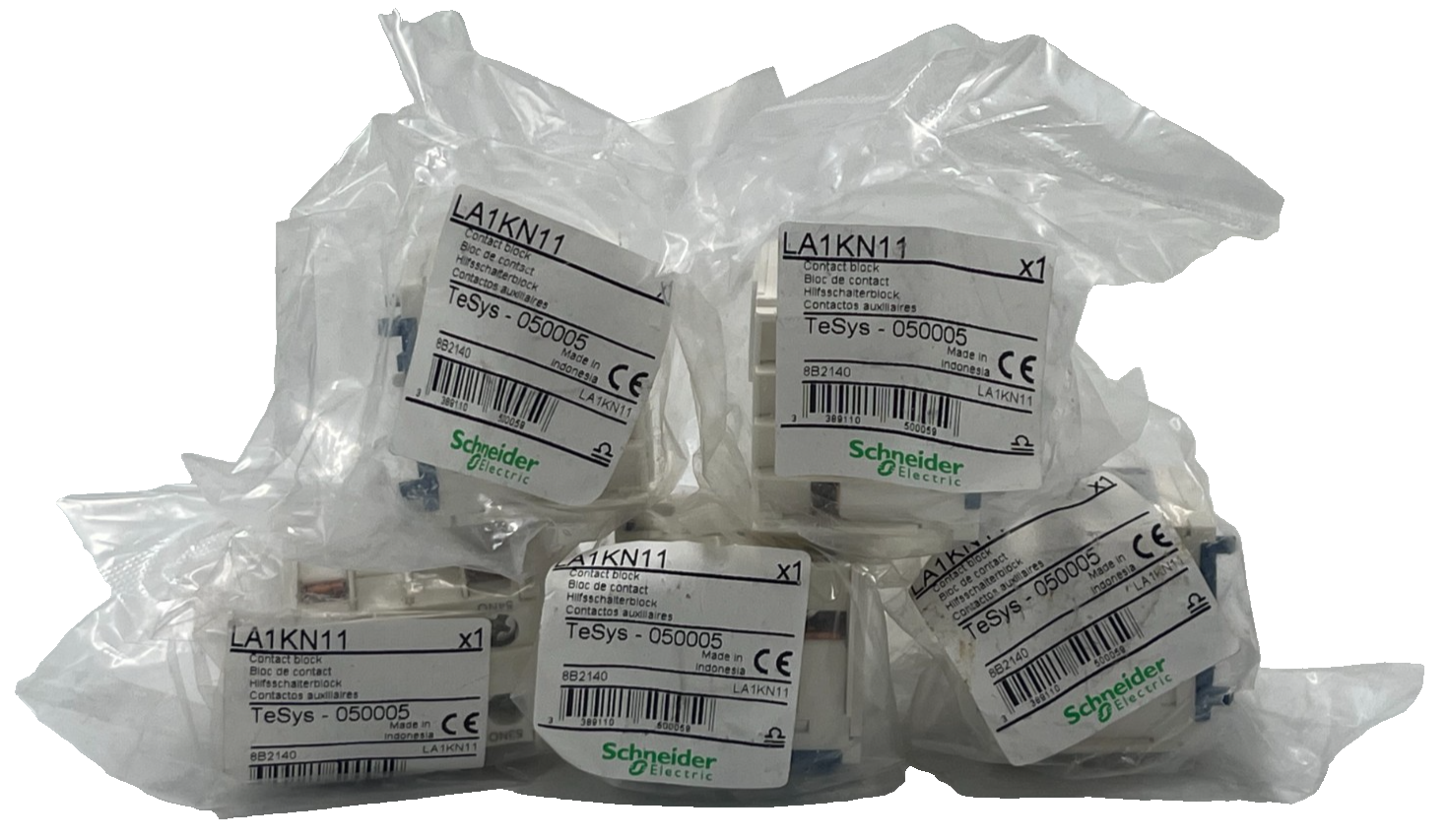 Used LOT OF 5 Schneider LA1KN11 Auxiliary Contact Block 1NO 1NC TeSys K Contactor