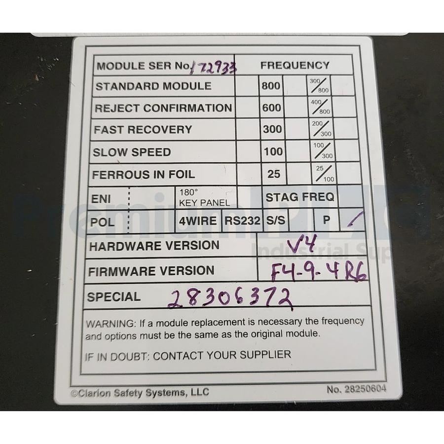 Used REPAIRED METTLER TOLEDO SAFELINE PROFILE METAL DETECTOR CONTROL MODULE 28306372
