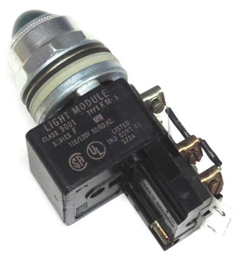 Used SQUARE D 9001-KM-1 PILOT LIGHT MODULE SER F W/ 9001-KA-1 CONTACT BLOCK