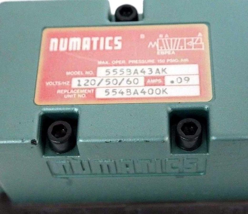 NEW NUMATICS 555BA43AK VALVE 554BA400K, AMPS: .09, 237-614B COIL