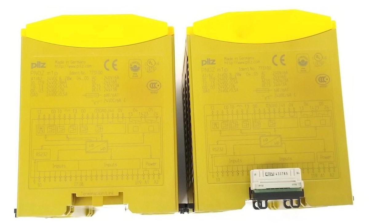 Used LOT OF 2 PILZ PNOZ-M1P BASE CONTROLLER UNITS 773100 (FOR PARTS)