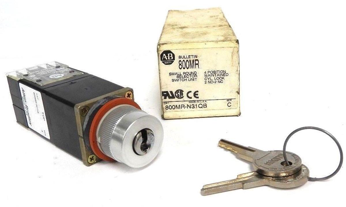 Used NIB ALLEN BRADLEY 800MR-N31QB SER. C SELECTOR SWITCH 800MRN31QB W/ KEYS