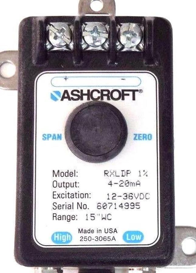 NIB ASHCROFT ASH-RX-D-100-B-M-MB4-42-B-10IW PRESSURE TRANSMITTER 4-20MA, RXLDP