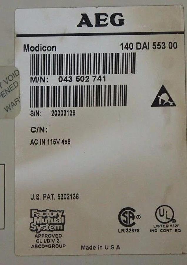 Used AEG AUTOMATION TSX QUANTUM 140DAI55300 AC IN 115V 4X8, 140-DAI-553-00