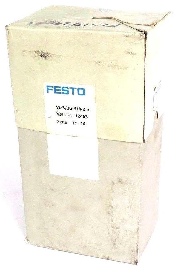 NIB FESTO 12463 PNEUMATIC VALVE VL-5/3G-3/4-D-4
