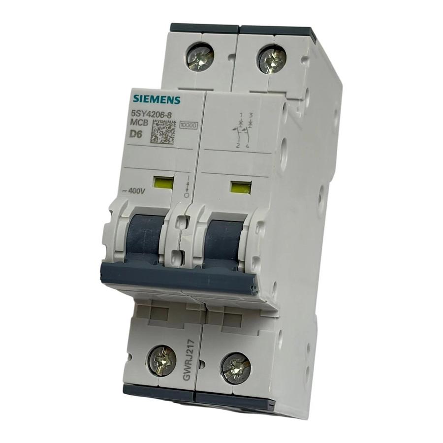 Siemens 5SY4206-8 Miniature Circuit Breaker MCB 2 Pole 6A D Curve New Surplus