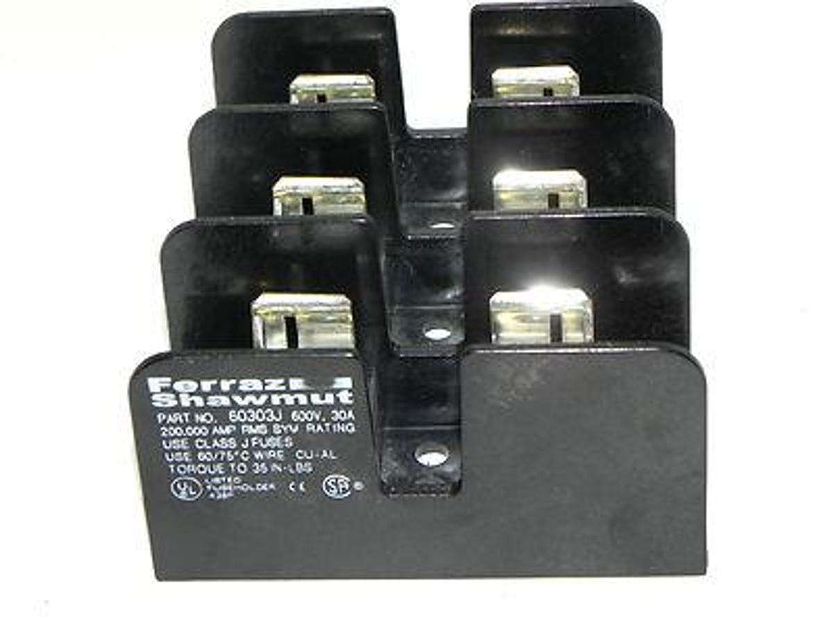 Used FERRAZ SHAWMUT 60303J FUSE BLOCK 600V, 30A
