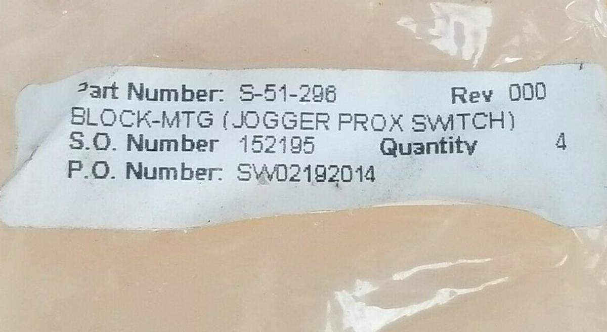 Used LOT OF 3 NEW GENERIC S-51-296 BLOCK-MTG (JOGGER PROX SWITCH) ALUMINUM