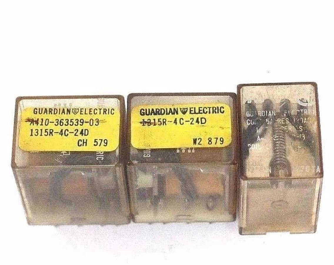 Used LOT OF 3 GUARDIAN ELECTRIC A410-363539-03 1315-R-4C-24D RELAY
