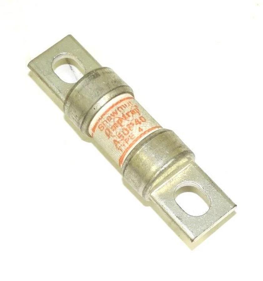 Used SHAWMUT AMPTRAP A50P40 SEMICONDUCTOR FUSE TYPE 4, 40 AMP, 500 VAC, 150 DEG.