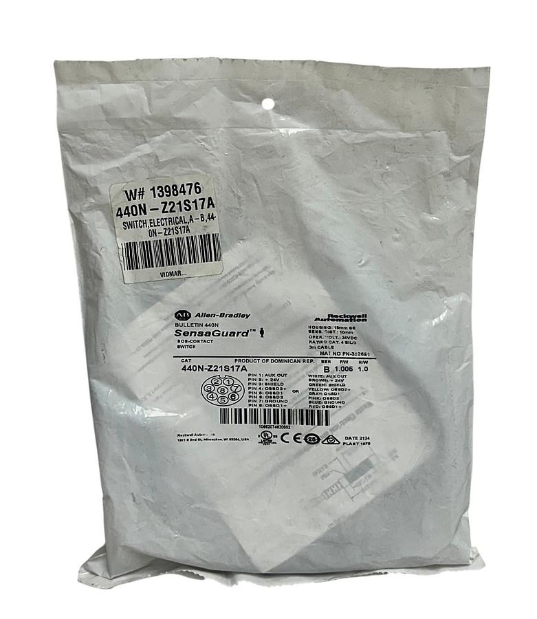 Used ALLEN BRADLEY 440N-Z21S17A /B SensaGuard NON-CONTACT SWITCH 24VDC 3M CABLE NSFS