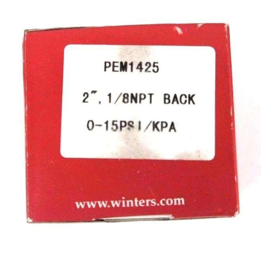 Used LOT OF 2 NIB WINTERS PEM1425 PRESSURE GAUGES 2" FACE, 1/8" NPT, 0-15PSI