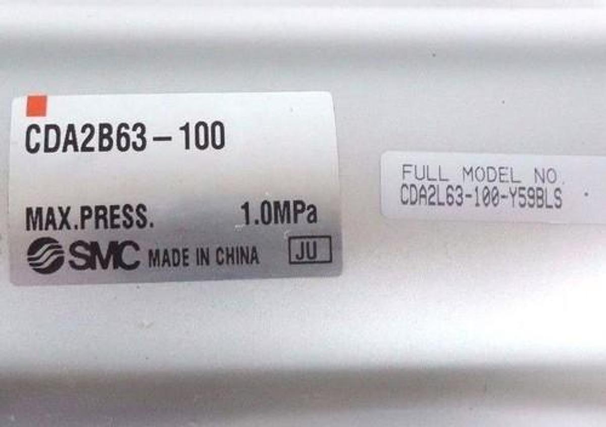 Used NEW SMC CDA2B63-100 TIE-ROD CYLINDER 63mm BORE, FULL MODEL # CDA2L63-100-Y59BLS