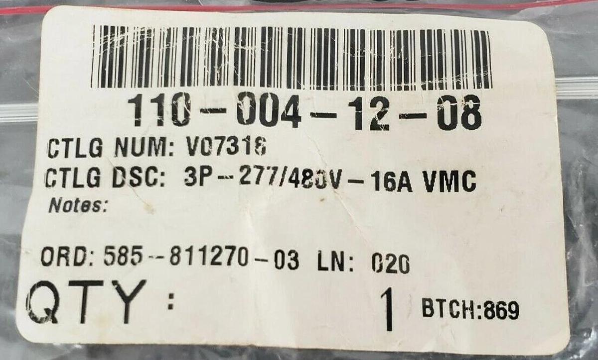 NEW GE V07316 / V-LINE C16 CIRCUIT BREAKER 3P, 16A, 277/480VAC