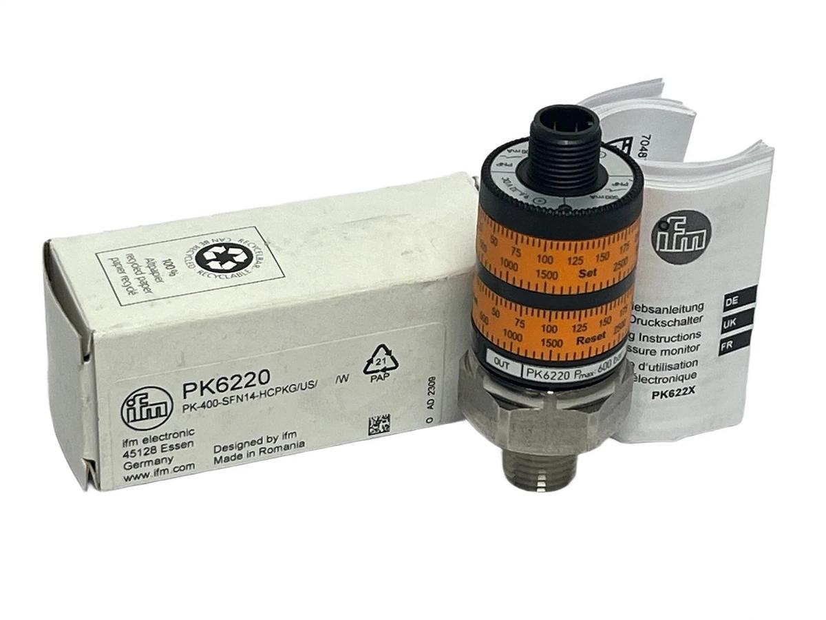 ifm PK6220 Pressure Sensor Switch PK-400-SFN14-HCPKG/US/W NEW SURPLUS