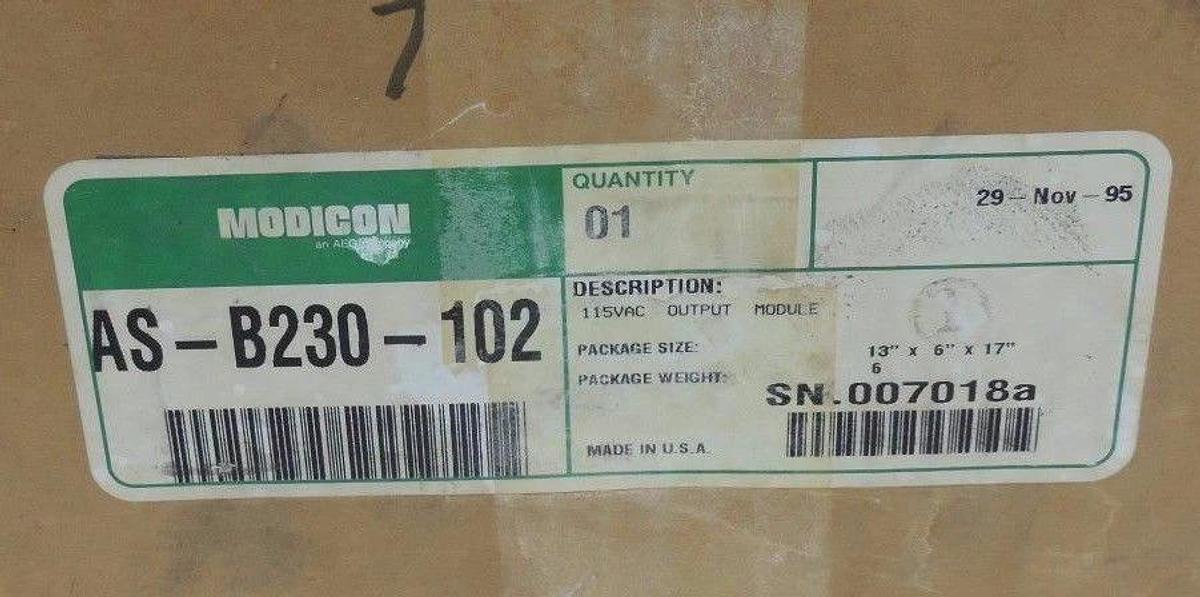 Refurbished REPAIRED AEG MODICON AS-B230-102 OUTPUT MODULE 115VAC ASB230102