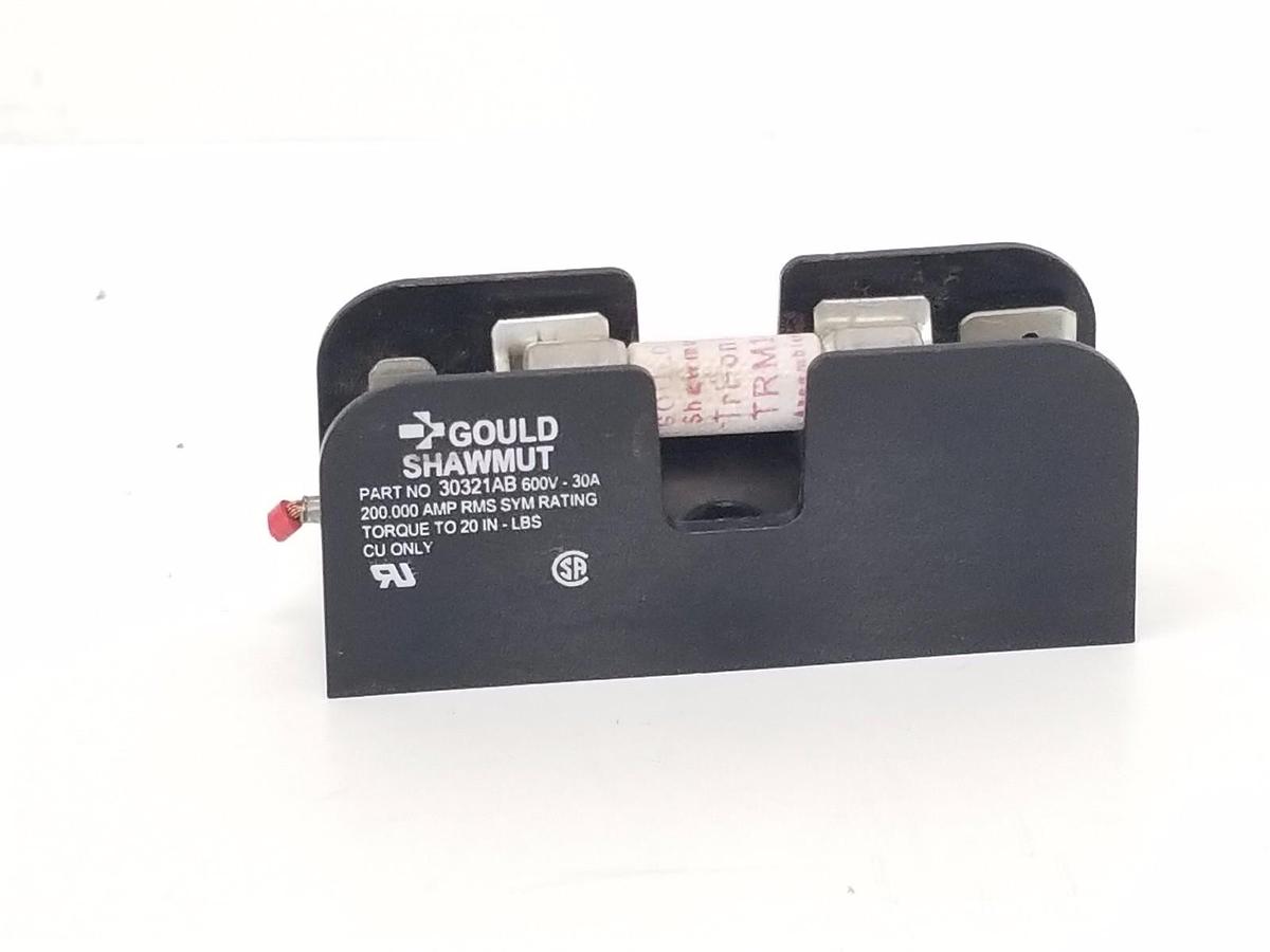 Used GOULD SHAWMUT 30321AB FUSE BLOCK 30AMP 1P 600VAC W/ GOULD SHAWMUT TRM10 FUSE