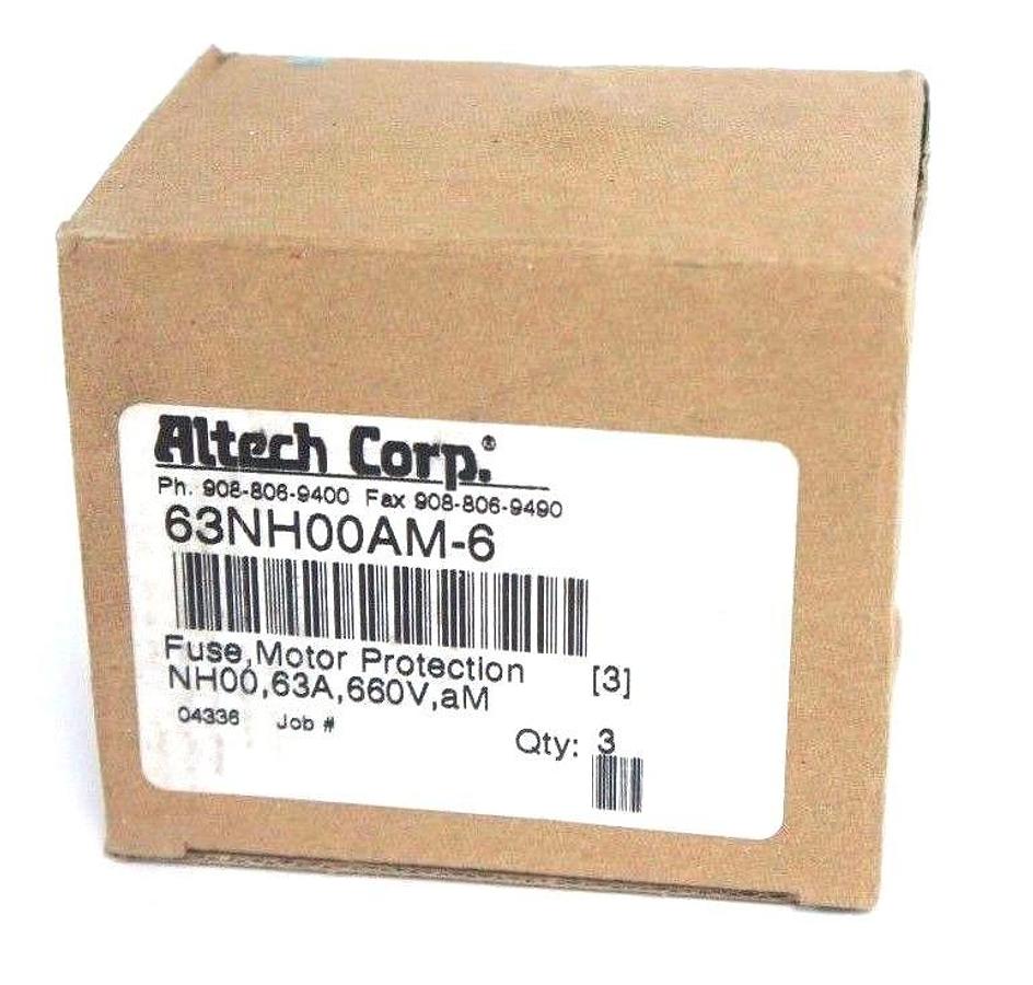 Used BOX OF 3 NEW ALTECH CORP. 63NH00AM-6 MOTOR PROTECTION FUSES 36A, 660V