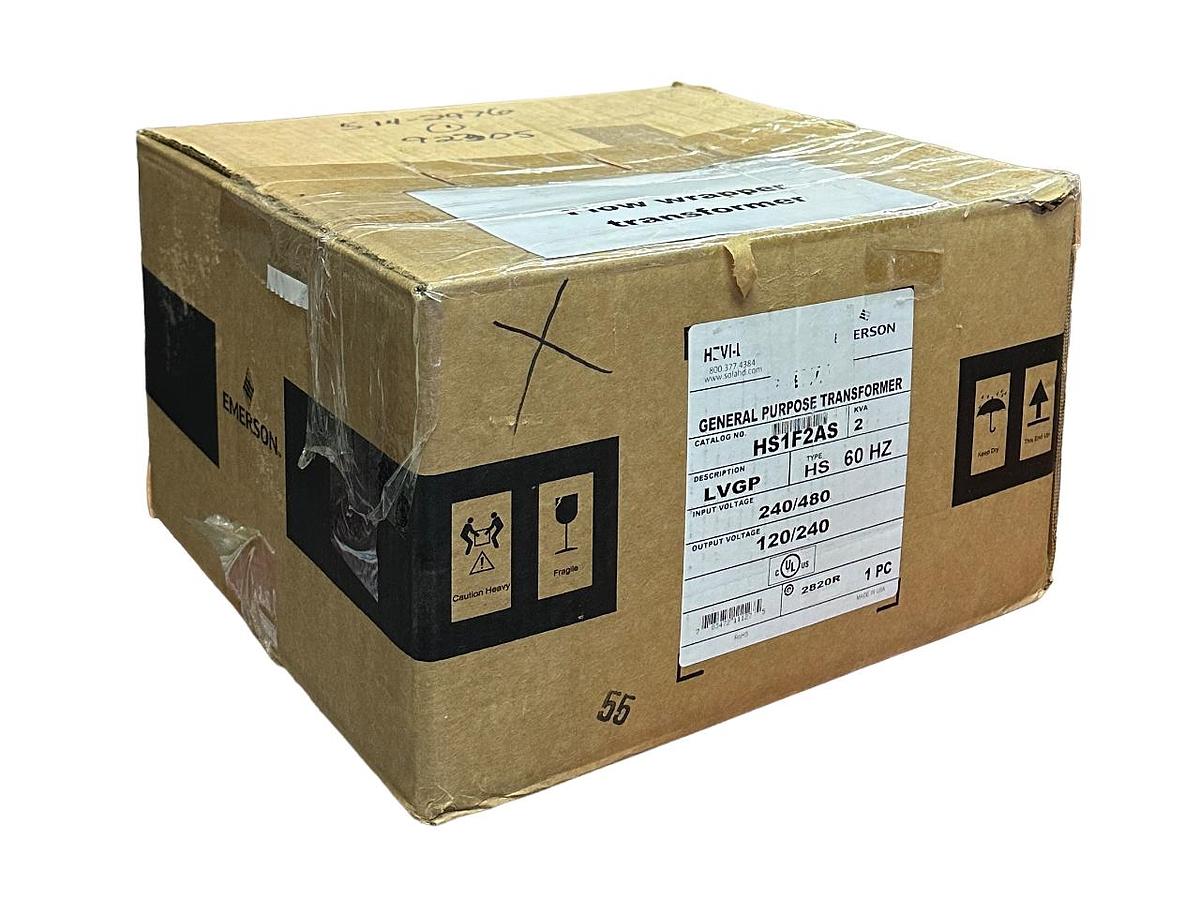 Used NEW EMERSON HS1F2AS GENERAL PURPOSE TRANSFORMER 2KVA LVGP 240/480V 60Hz HS