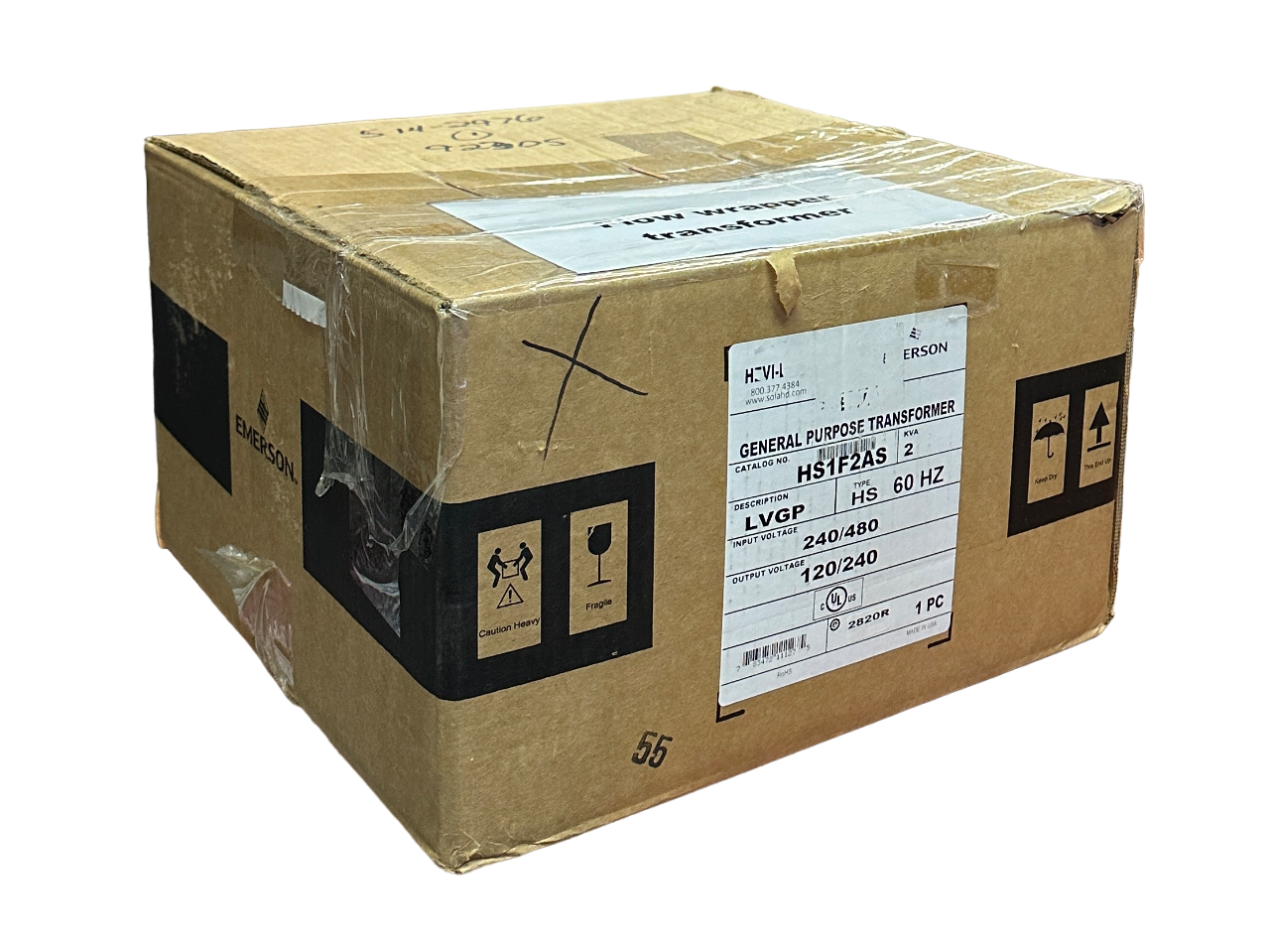Used NEW EMERSON HS1F2AS GENERAL PURPOSE TRANSFORMER 2KVA LVGP 240/480V 60Hz HS