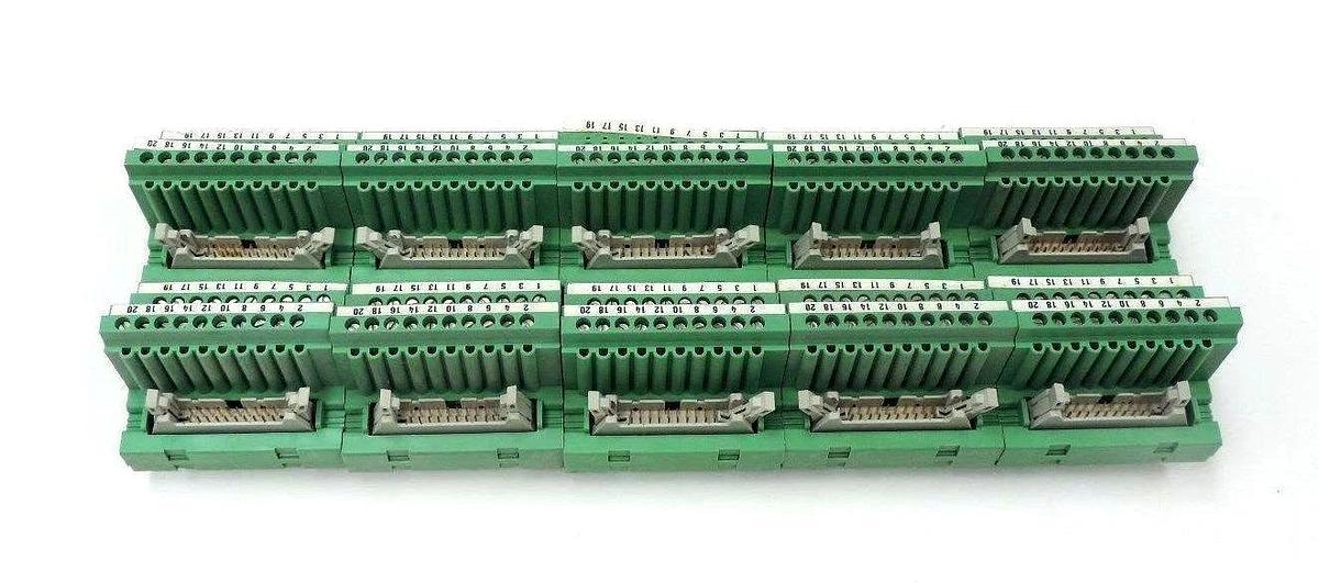 Used LOT OF 10 PHOENIX CONTACT ET2 TERMINAL BLOCKS, 20 POSITION, 60 V