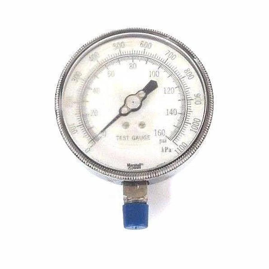Used LOT OF 2 MARSHALL TOWN 91704 TEST GAUGES 0-160 PSI, 0-1100 KPA, 1/4" NPT, 9I704