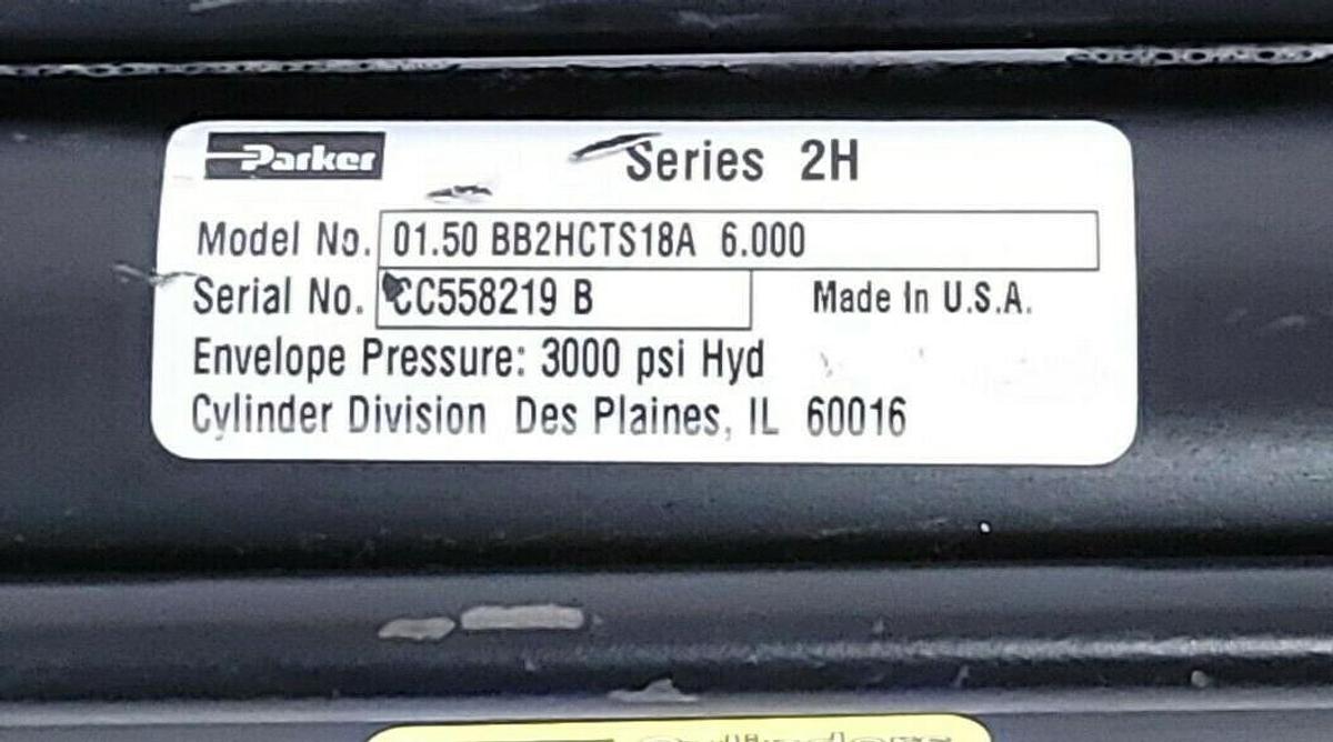 Used NEW PARKER 01.50 BB2HCTS18A 6.000 CYLINDER 3000 PSI HYD