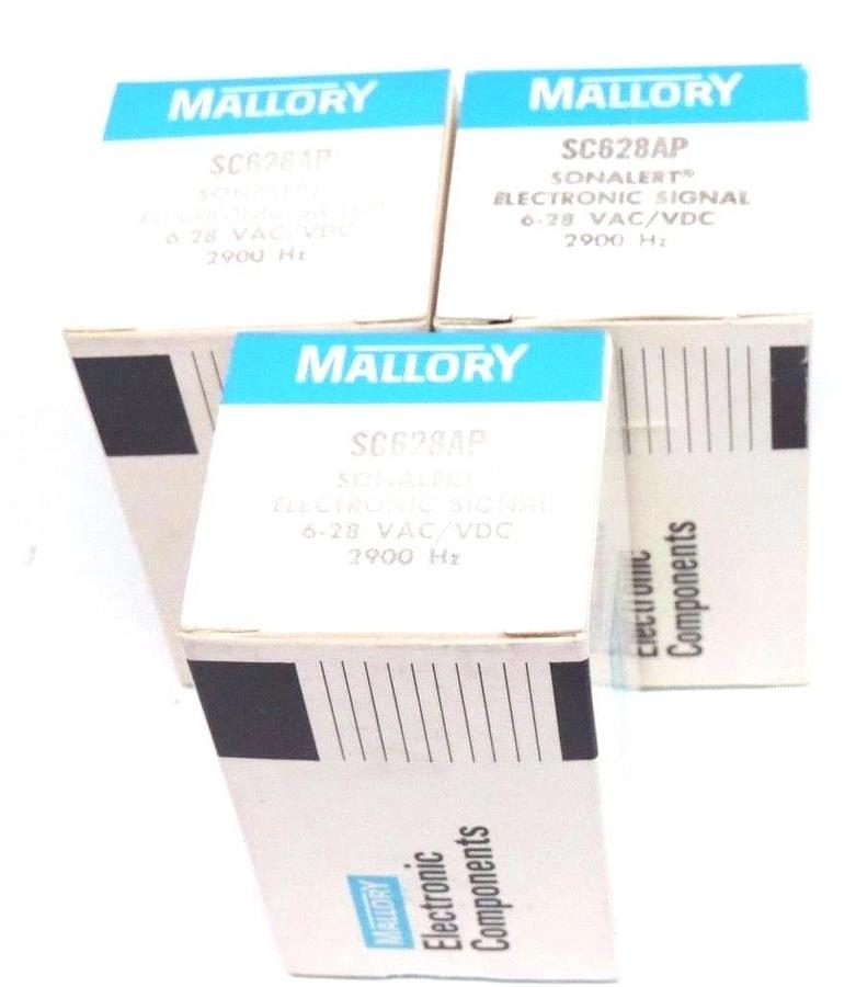 Used LOT OF 3 NIB MALLORY SC628AP SONALERT ELECTRONIC SIGNAL 6-28 VAC/VDC, 2900 HZ