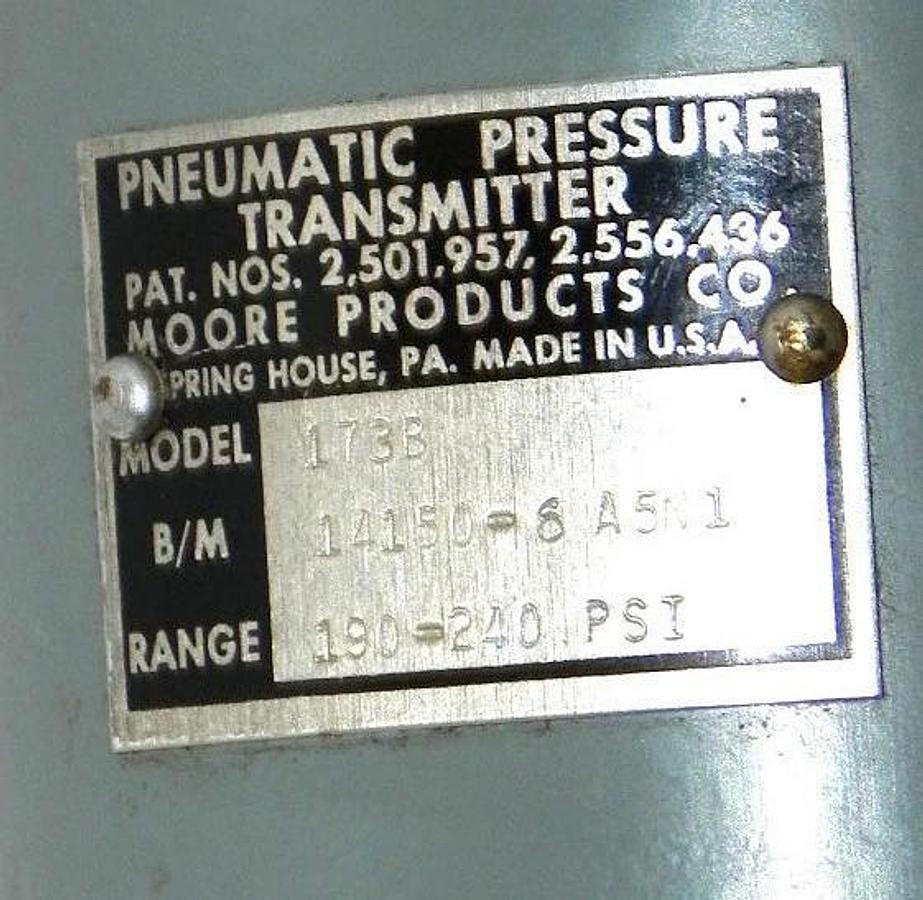 Used MOORE PRODUCTS 173B PNEUMATIC PRESSURE TRANSMITTER B/M: 14150-6A5N1