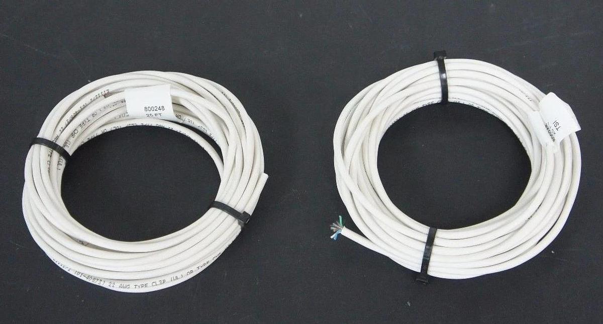 LOT OF 2 NEW GENERIC 800248 WHITE CABLES 22 AWG, 6 CONDUCTOR, 25'