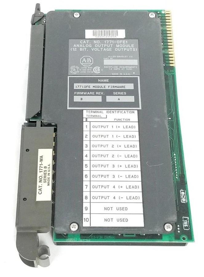 Used ALLEN BRADLEY 1771-OFE1 ANALOG OUTPUT MODULE SER. A F/W REV. B W/ 1771-WA SER. B