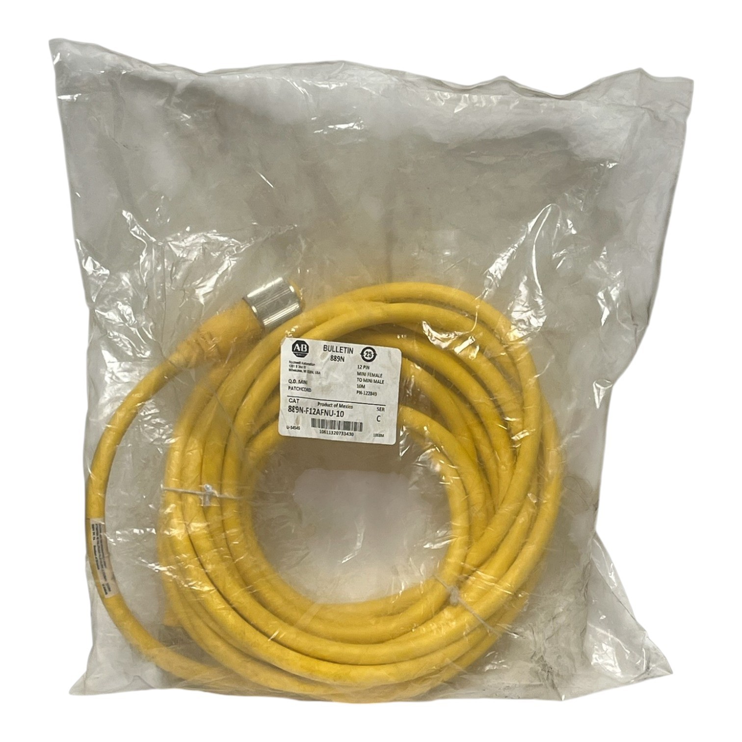 Used Allen-Bradley 889N-F12AFNU-10 Patchcord 12-Pin Female 10m 32.8ft 889NF12AFNU10