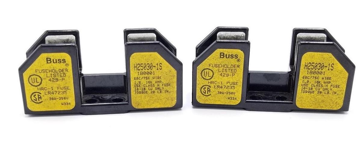 Used LOT OF 2 BUSS H25030-1S FUSEHOLDERS 30AMP, 1POLE, 250V, 1B0001, H250301S