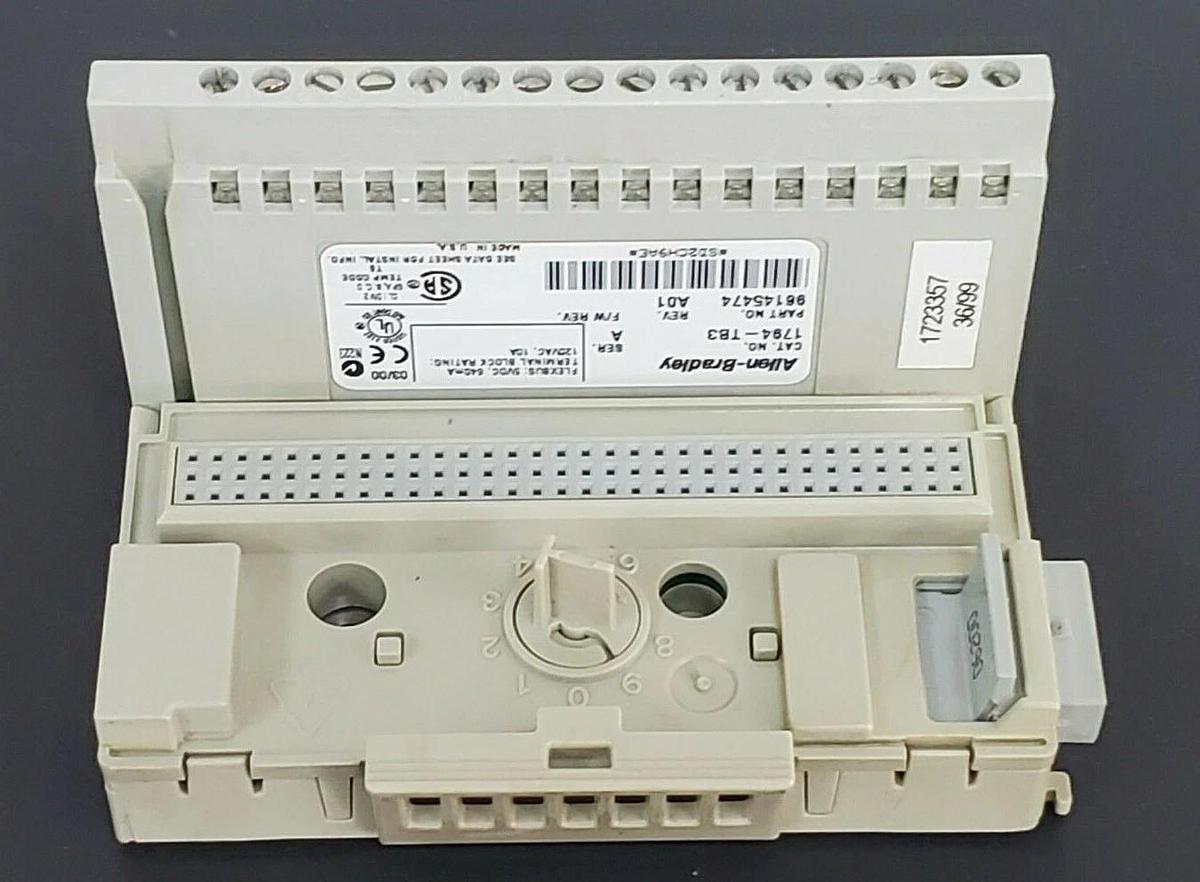 Used ALLEN BRADLEY 1794-TB3 TERMINAL BASE 1794TB3 SER. A, REV. A01, P/N: 96145474
