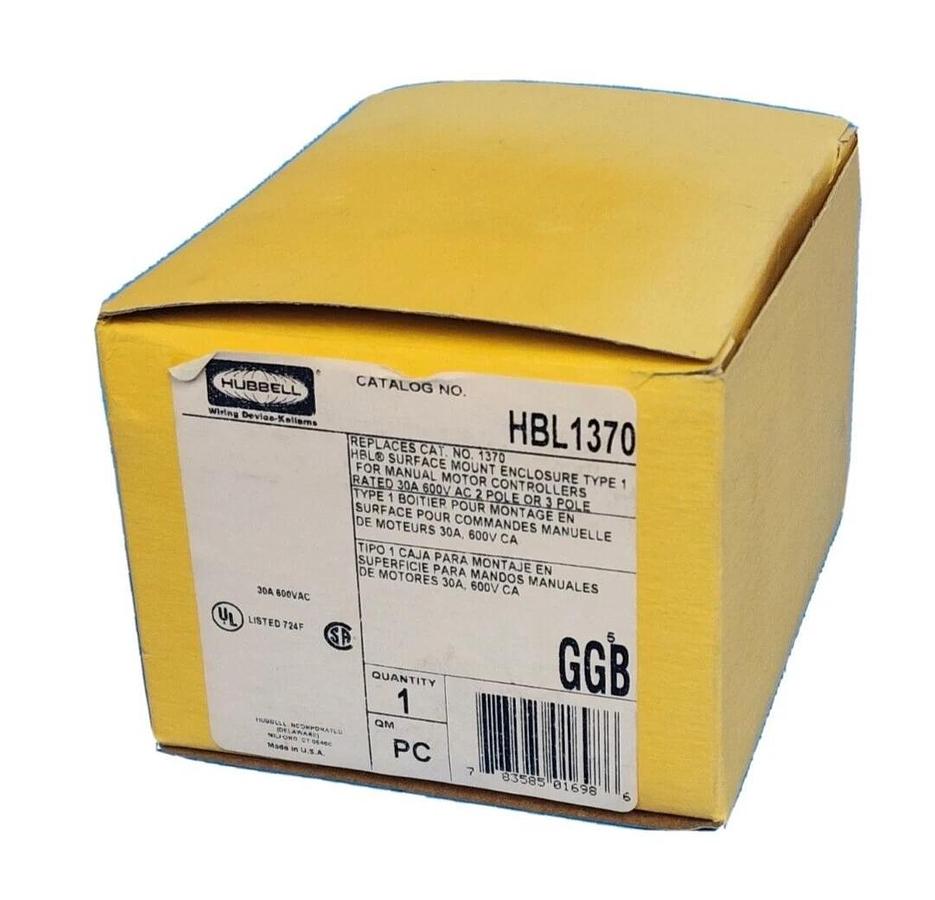 Used NIB HUBBELL HBL1370 MANUAL MOTOR CONTROLLERS SWITCH ENCLOSURE