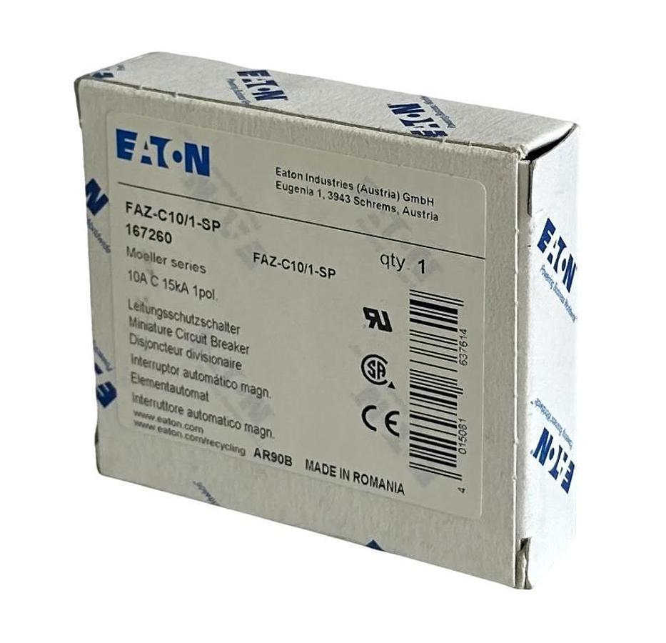NEW EATON FAZ-C10/1-SP / 167260 MOELLER SERIES 10A CIRCUIT BREAKER 1POL 15kA