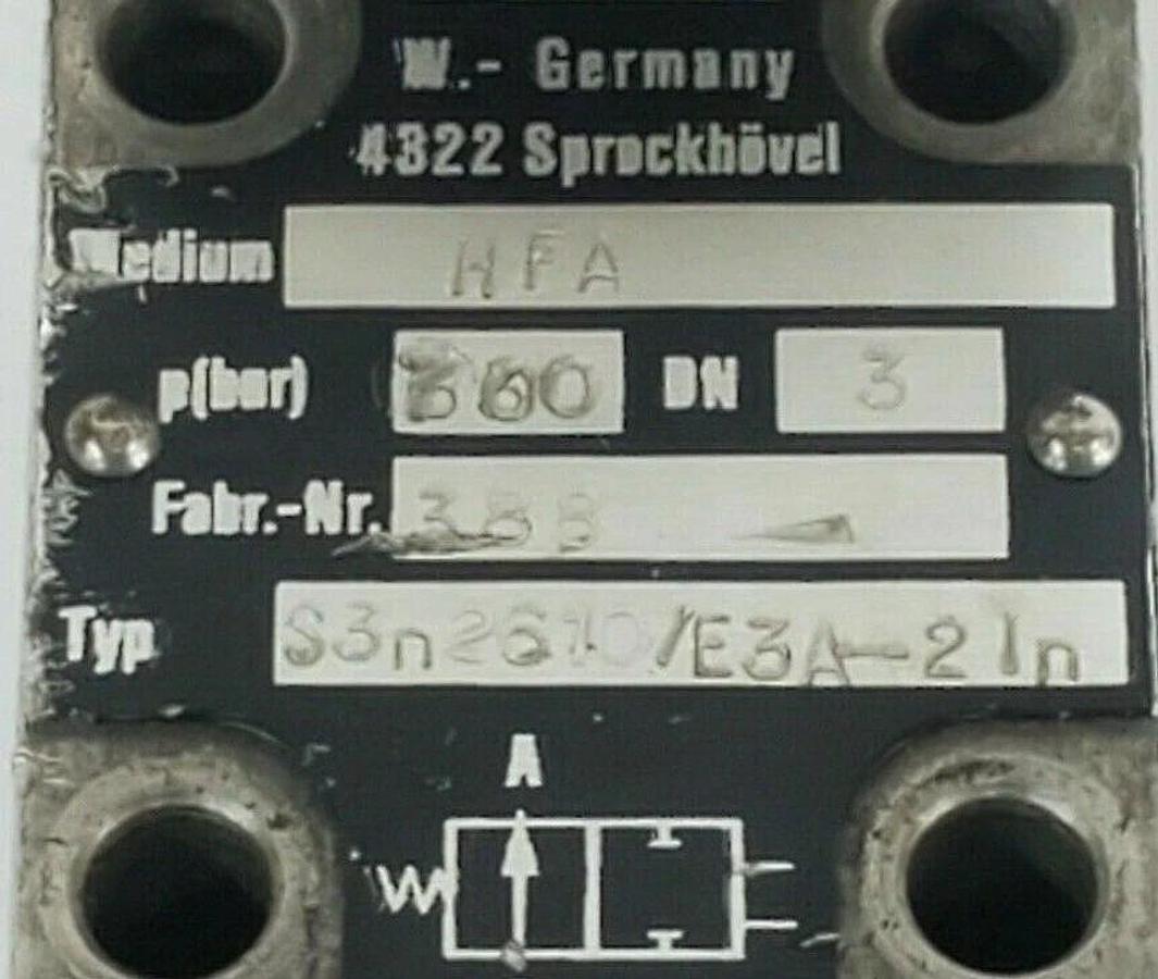 Used HAUHINCO S3N2610/E3A-2IN SOLENOID VALVE, 300PSI, DN3, MEDIUM: HFA, FABR NO: 388