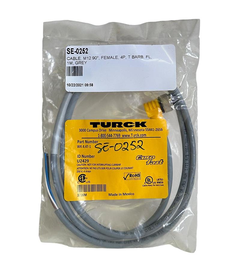 Used NEW TURCK WK 4.4T-1 / WK44T1 M12 EURO CORDSET 1M SINGLE-ENDED U2429