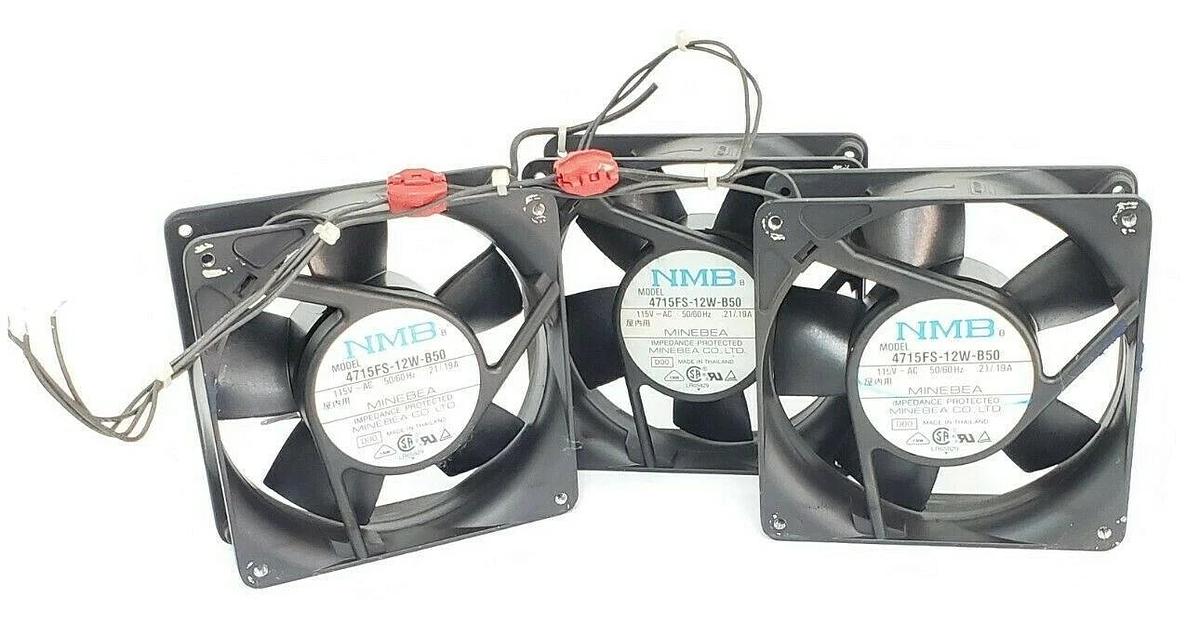 Used LOT OF 3 NMB 4715FS-12W-B50 FANS 4715FS12WB50, 115V~AC 50/60HZ, .21/.19A