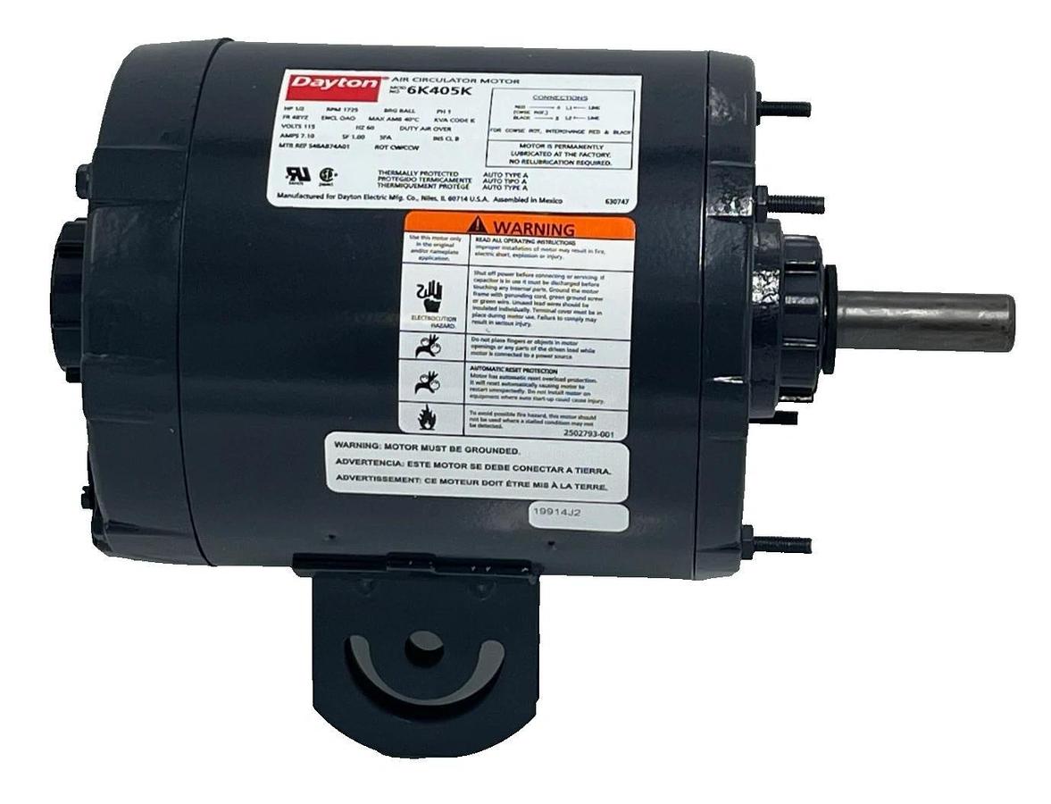 Dayton 6K405K Air Circulator Motor 1/4 HP 115V 1100RPM 48YZ Frame OSC/NON-OSC