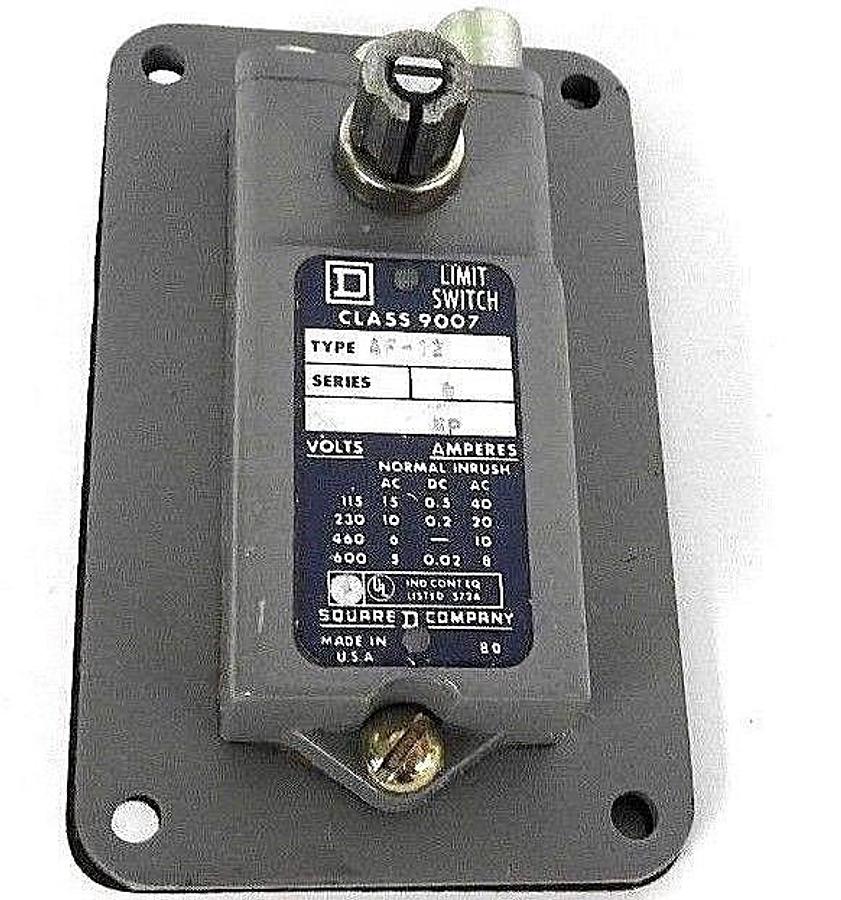 Used NEW SQUARE D 9007-AF-12 LIMIT SWITCH 9007AF12, SER. D