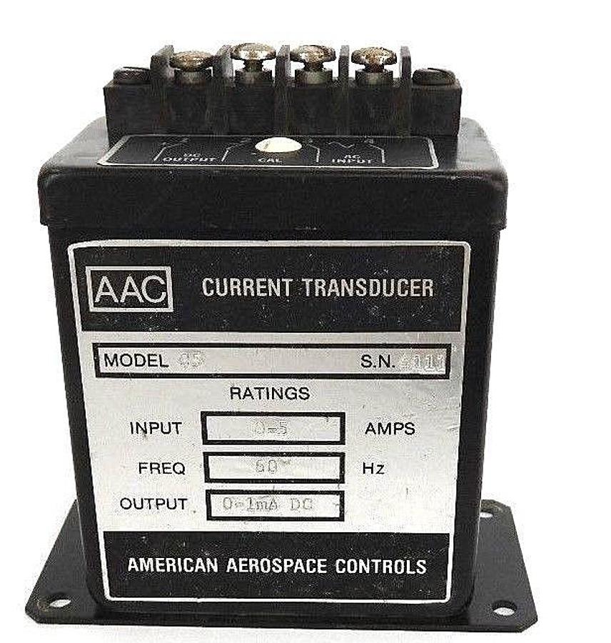 Used AMERICAN AEROSPACE CONTROLS AAC MODEL C5 CURRENT TRANSDUCER 0-5 AMPS, 60HZ